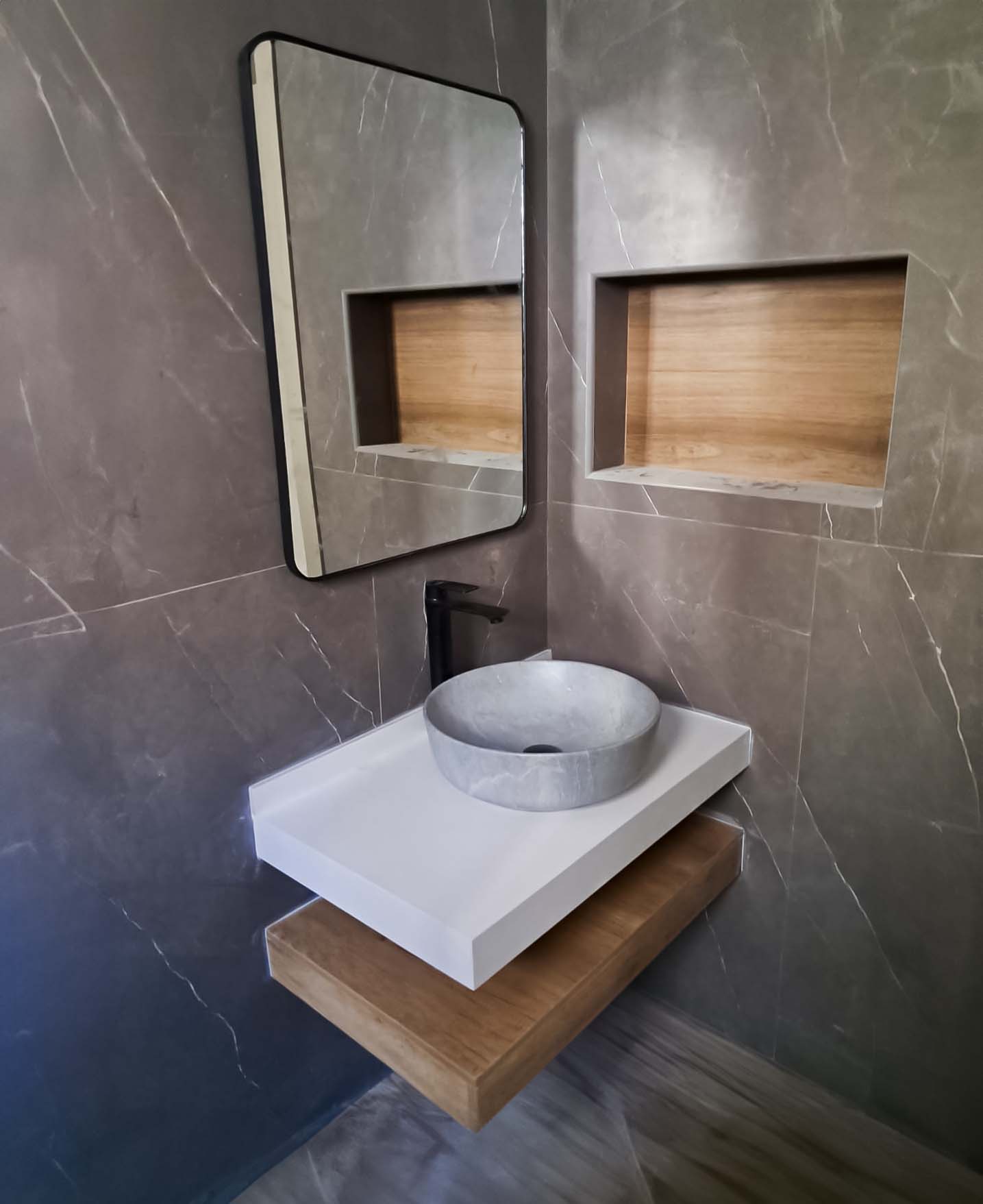 Stone & Wooden Vanity Design(118)